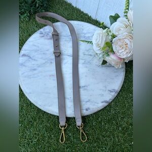 Madewell Adjustable light grey adjustable Leather Bag Strap with Gold Hardware